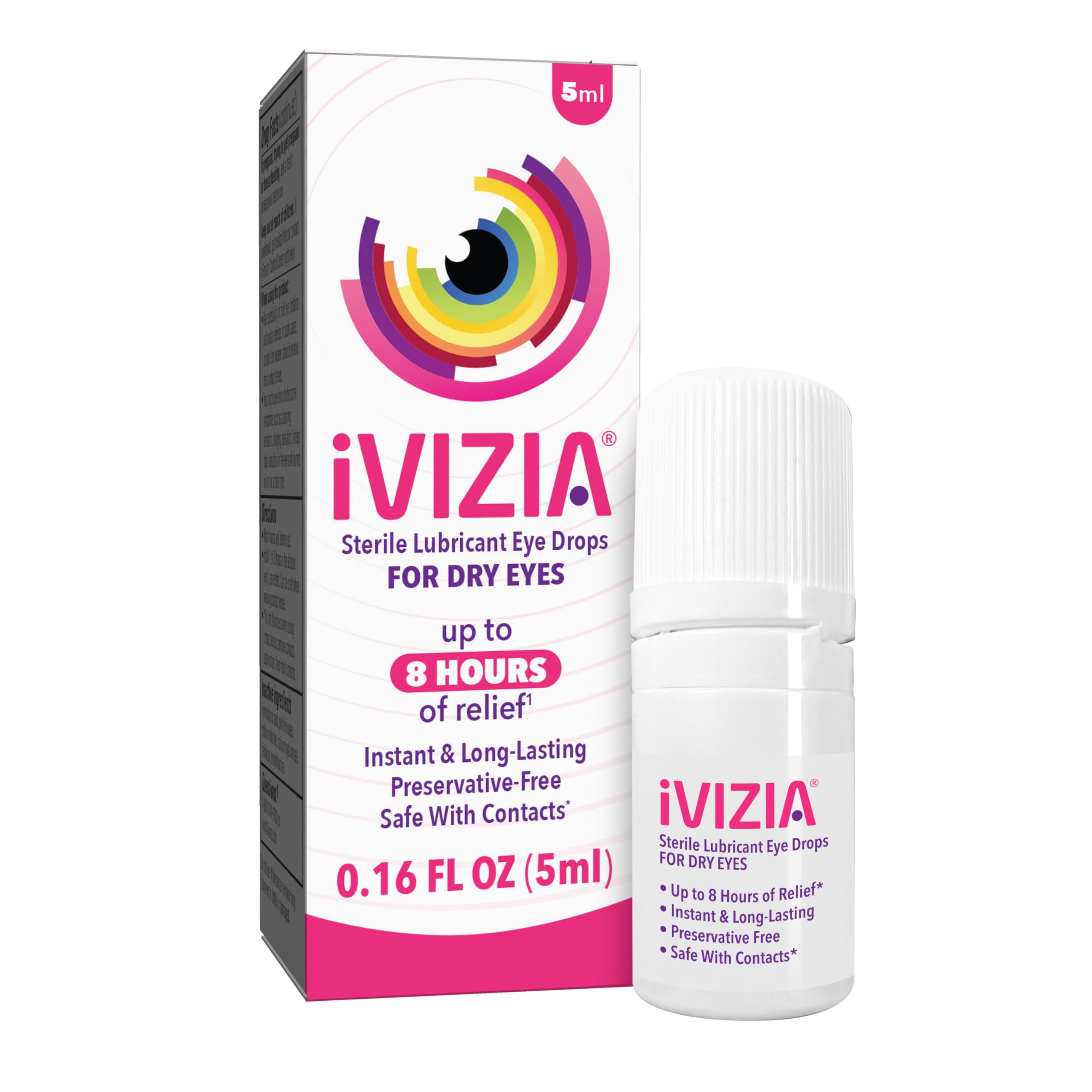 iVIZIA Sterile Lubricant Eye Drops for Dry Eyes, Preservative-Free, Moisturizing, Dry Eye Relief, Contact Lens Friendly, 0.16 fl