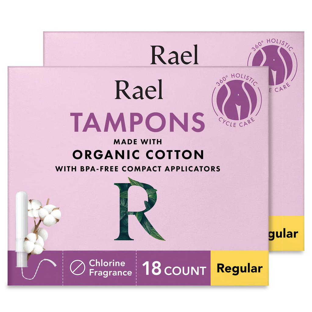 Rael Tampons, Compact Applicator Tampon Made with Organic Cotton - Tampons, Regular Absorbency, BPA-Free, Chlorine Free, Leak Lo