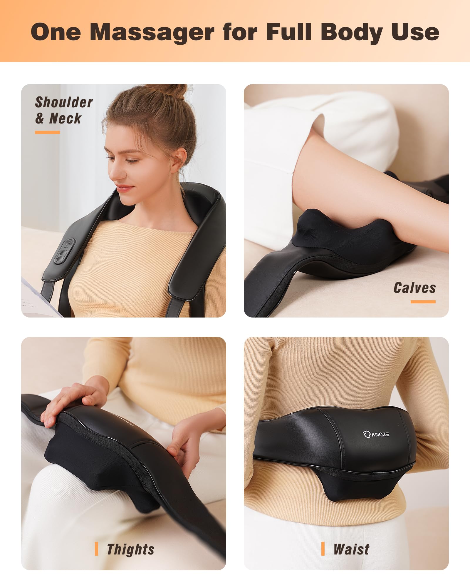 KNQZE Neck and Shoulder Massager, Cordless Back and Neck Massager, Upgraded Graphene Heating, FSA HSA Eligible, 4D Shiatsu Deep