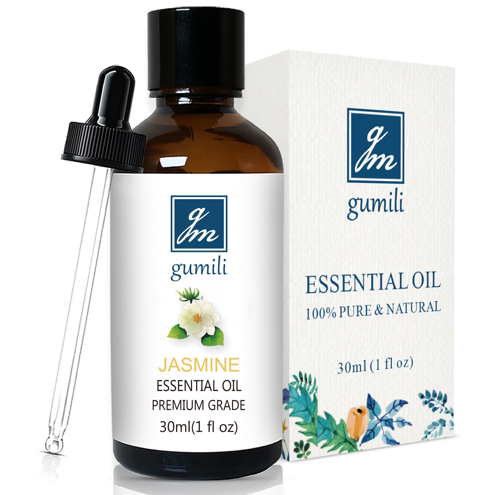 GM Gumili Jasmine Essential Oil, Fragrance Oil Scent Oil for Soap, Dryer Balls, Diffusers, Laundry, Bath Salts - 1 oz/30ml