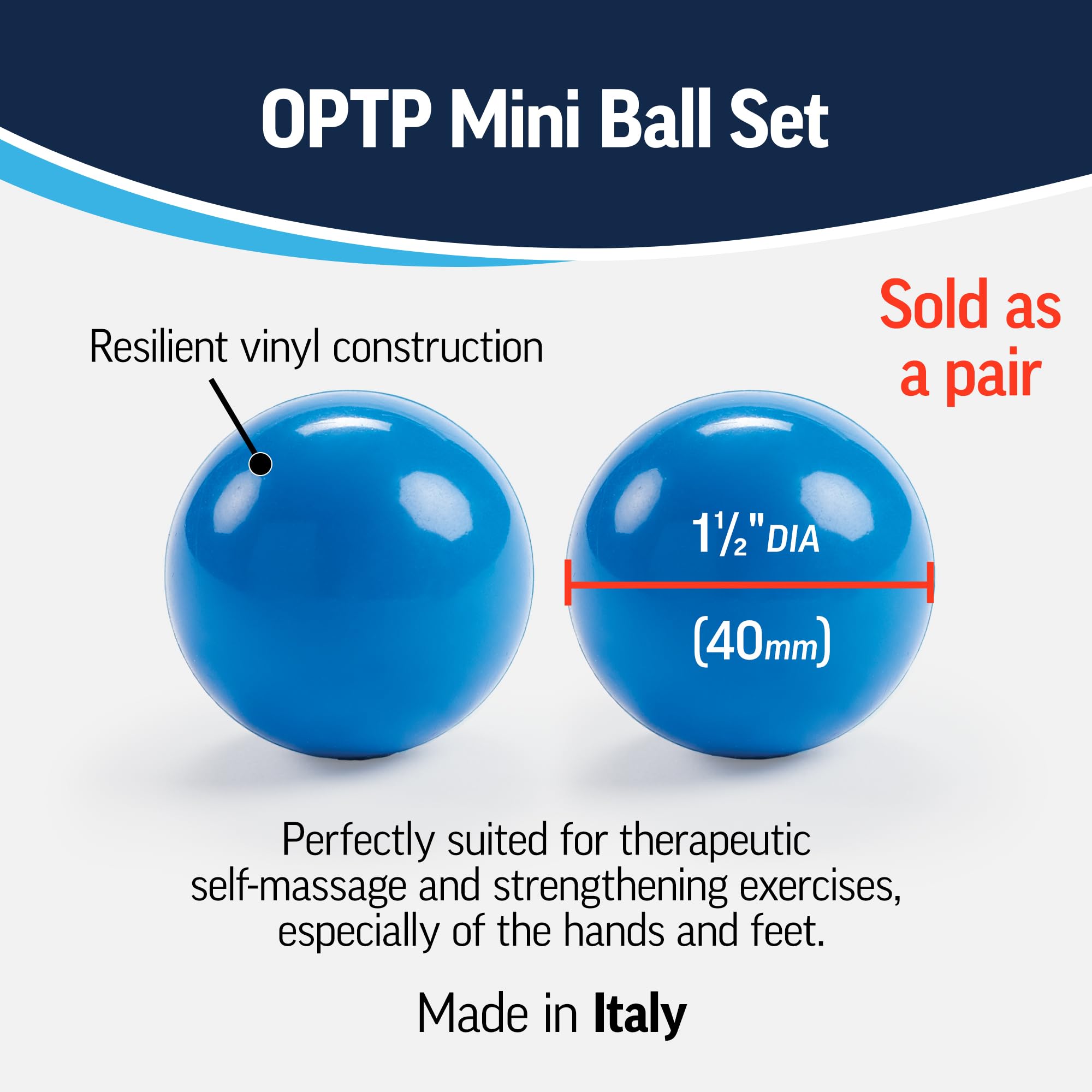 OPTP Mini Balls - Vinyl Air-Filled Self-Massage Ball Set (2 Piece) for Hand and Foot Therapy- Small Therapy Balls for Improved S