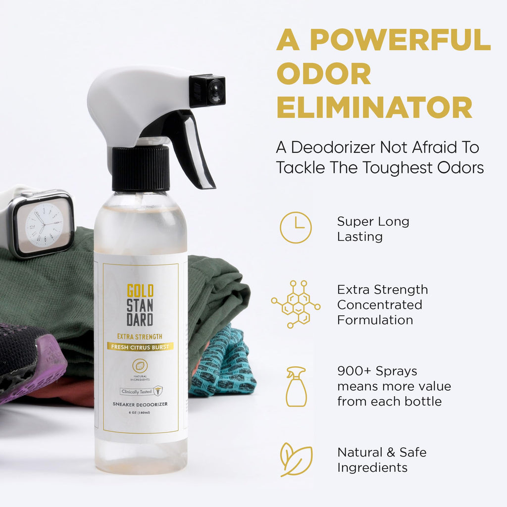 Natural Shoe Deodorizer Spray & Odor Eliminator - 1 Pack 6 Oz Refreshing & Long Lasting Fresh Citrus Burst Shoe Spray - Footwear