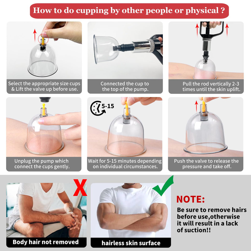 DEFUNX Cupping Therapy Set,12 Therapy Cups Cupping Set with Pump, Professional Chinese Cupping Therapy Sets Hijama Cupping Massa