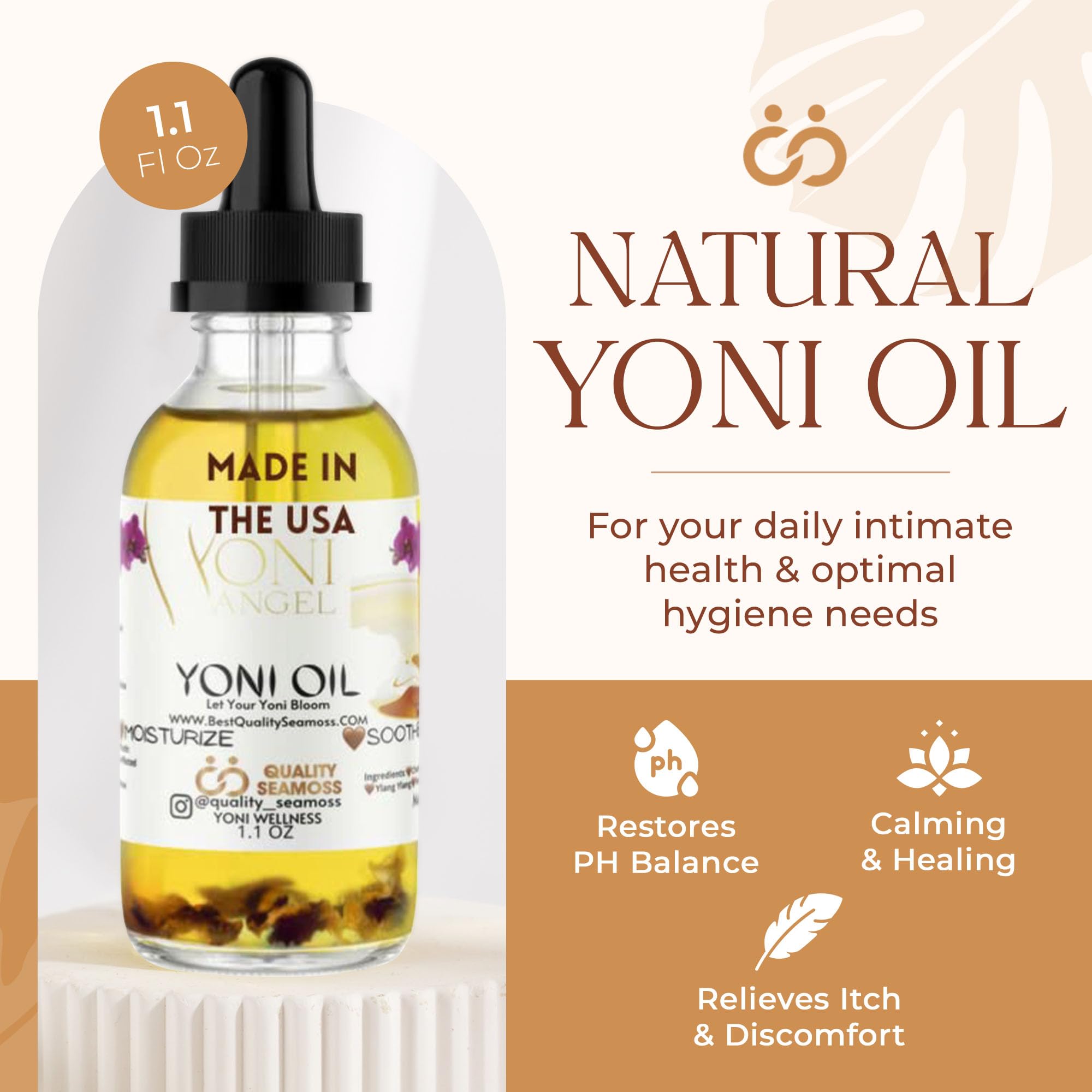 Exp12-31-2025 Natural Yoni Oil, Mint Fresh Feminine Care Oil, Reduces Odor, Restores pH Balance, All Natural, Herbal Yoni Blend
