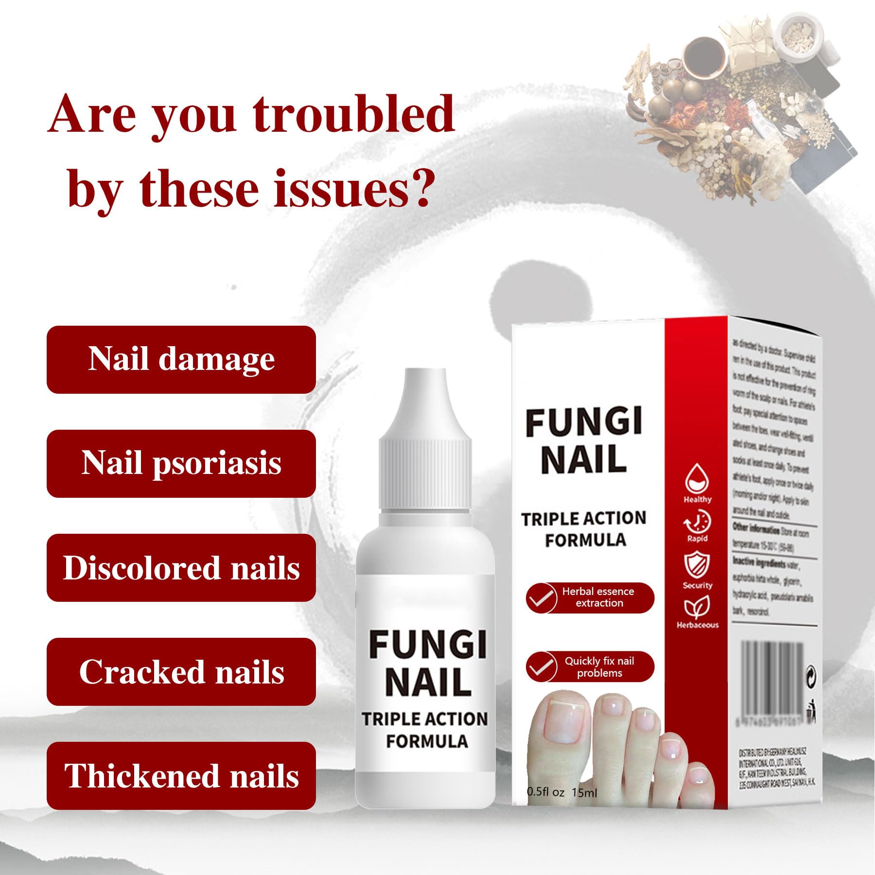 Toenail Fungus Treatment, Herbal Extracts, Nighttime Long-Lasting Nail Treatment, Suitable for Discoloration, Shaped Nails, Thic