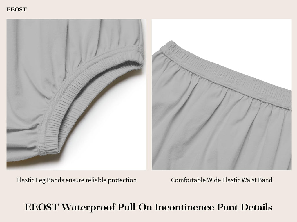 EEOST Adult Diaper Cover for Incontinence Noiseless Leak-Protection Underwear Waterproof Plastic Pants Rubber Pants Lightweight(