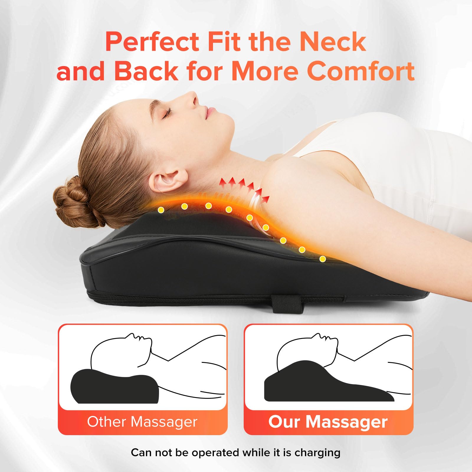 AERLANG Cordless Neck and Back Massager with Heat, 3D Shiatsu Kneading Pillow, 4 Massage Nodes & Bi-Directional Deep Tissue Mass