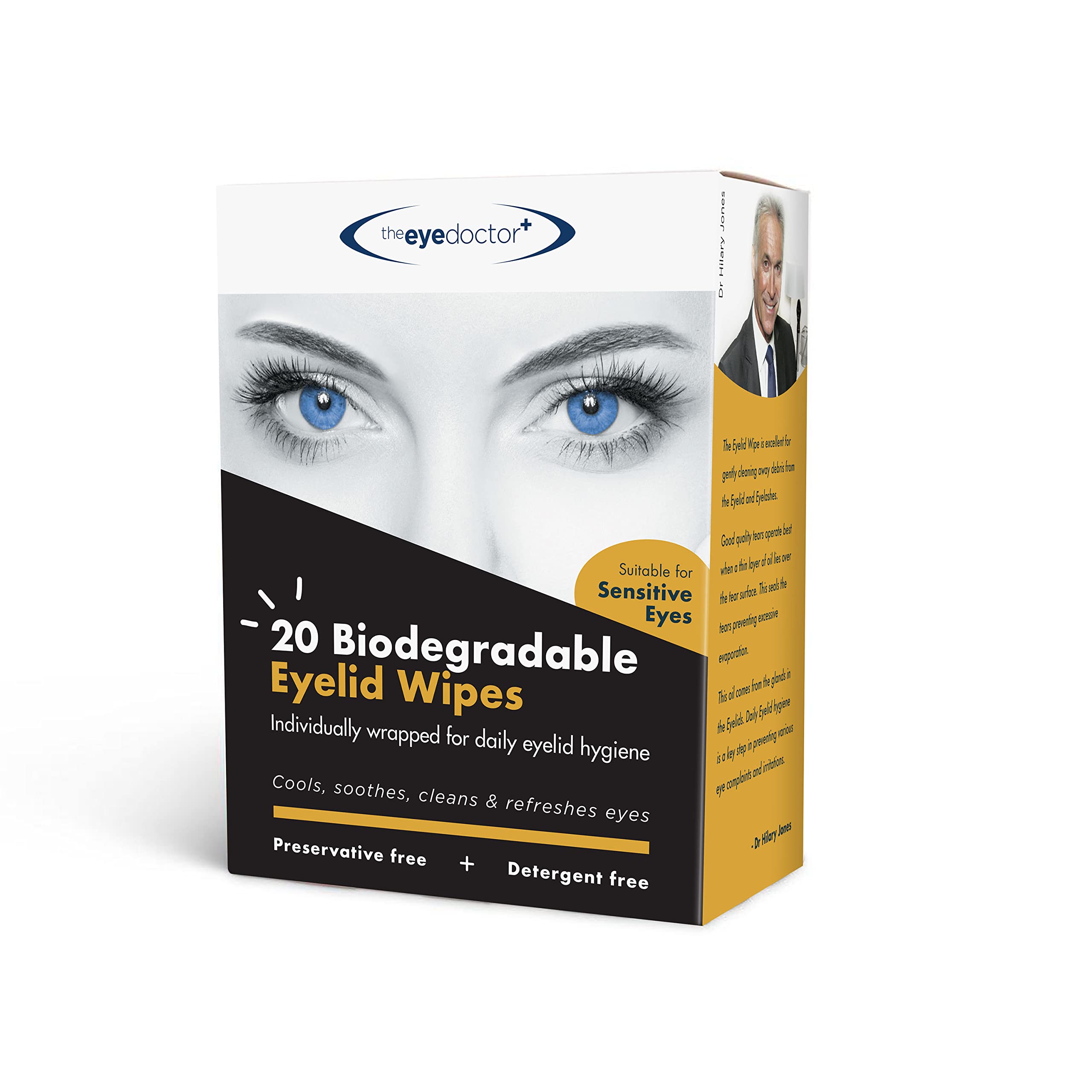 The Eye Doctor Eyelid Wipes - 20 x Single use Eyelid Wipes - Suitable for Sensitive Eyes, Dry Eyes, Blepharitis & MGD - Detergen