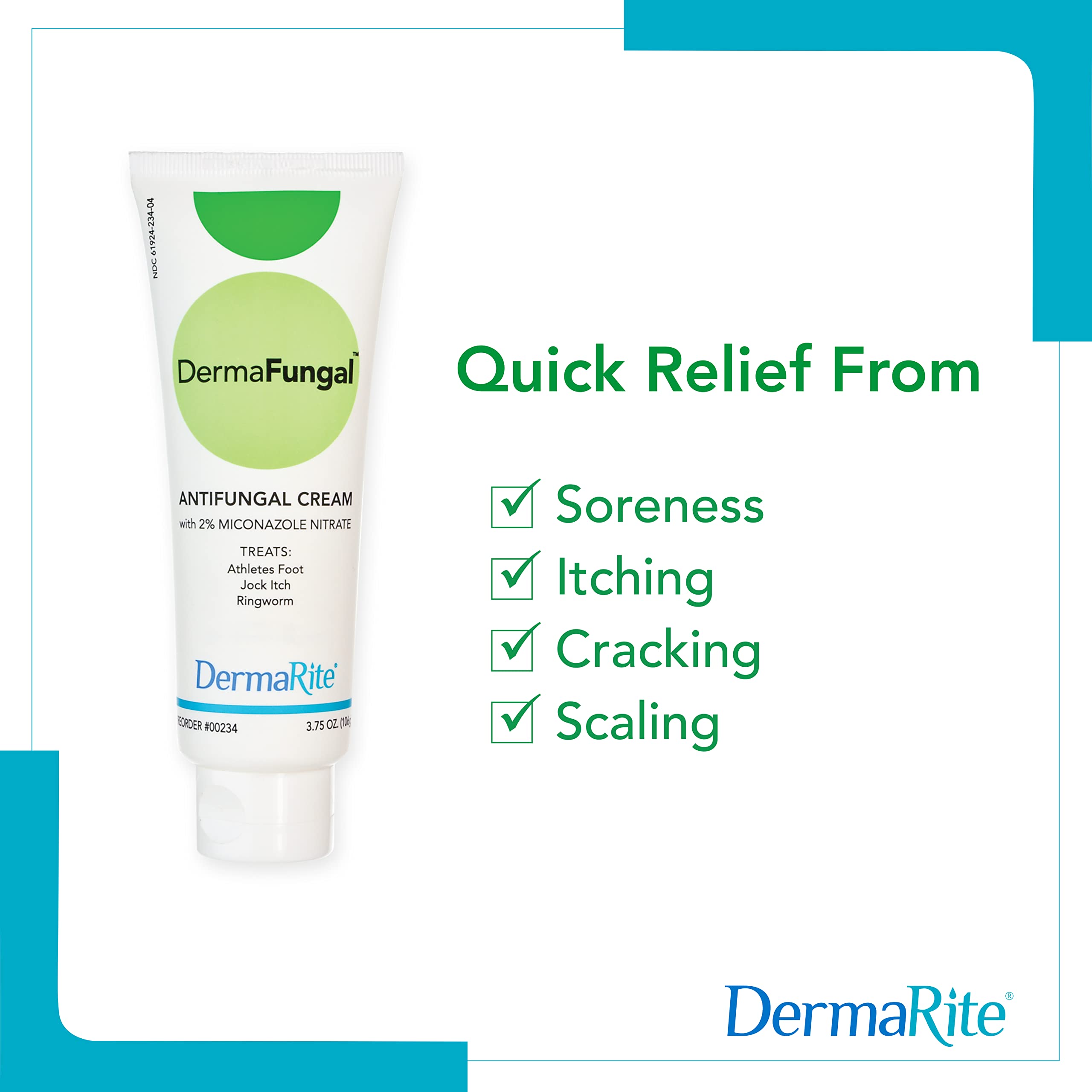 DermaFungal Antifungal Cream - Treats and Prevents Most Athletes Foot, Jock Itch, and Ringworm - 2% Miconazole Nitrate - 3.75 oz