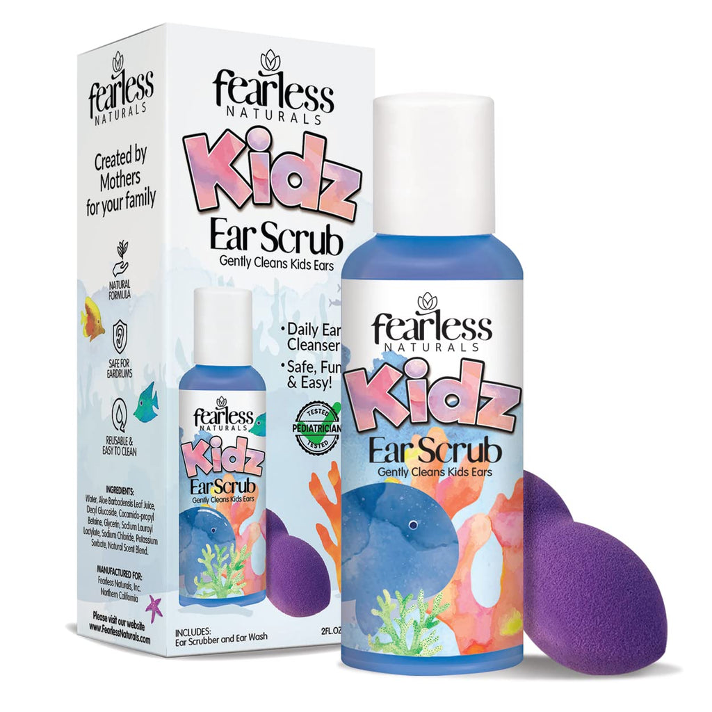 Fearless Naturals Kids Ear Scrub Daily Ear Cleaner for Kids and Adults Ear Wax Removal Clean Away Dirty, Wax, and Oil - All Natu