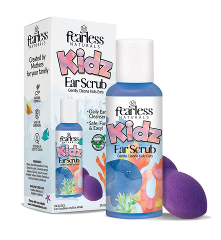Fearless Naturals Kids Ear Scrub Daily Ear Cleaner for Kids and Adults Ear Wax Removal Clean Away Dirty, Wax, and Oil - All Natu