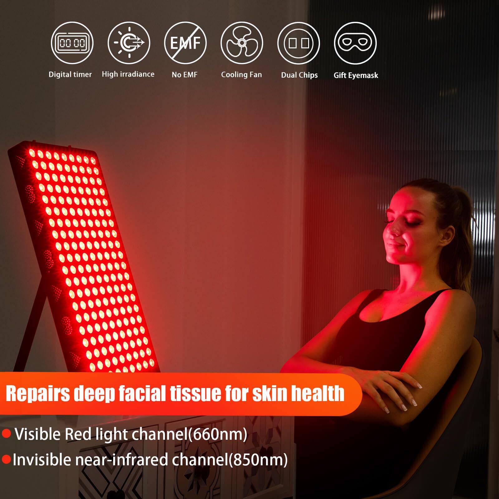 Red Light Therapy Device, Red 660nm & Near Infrared 850nm Infrared Light Therapy for Body, Light Therapy Panels for Full Body, 1