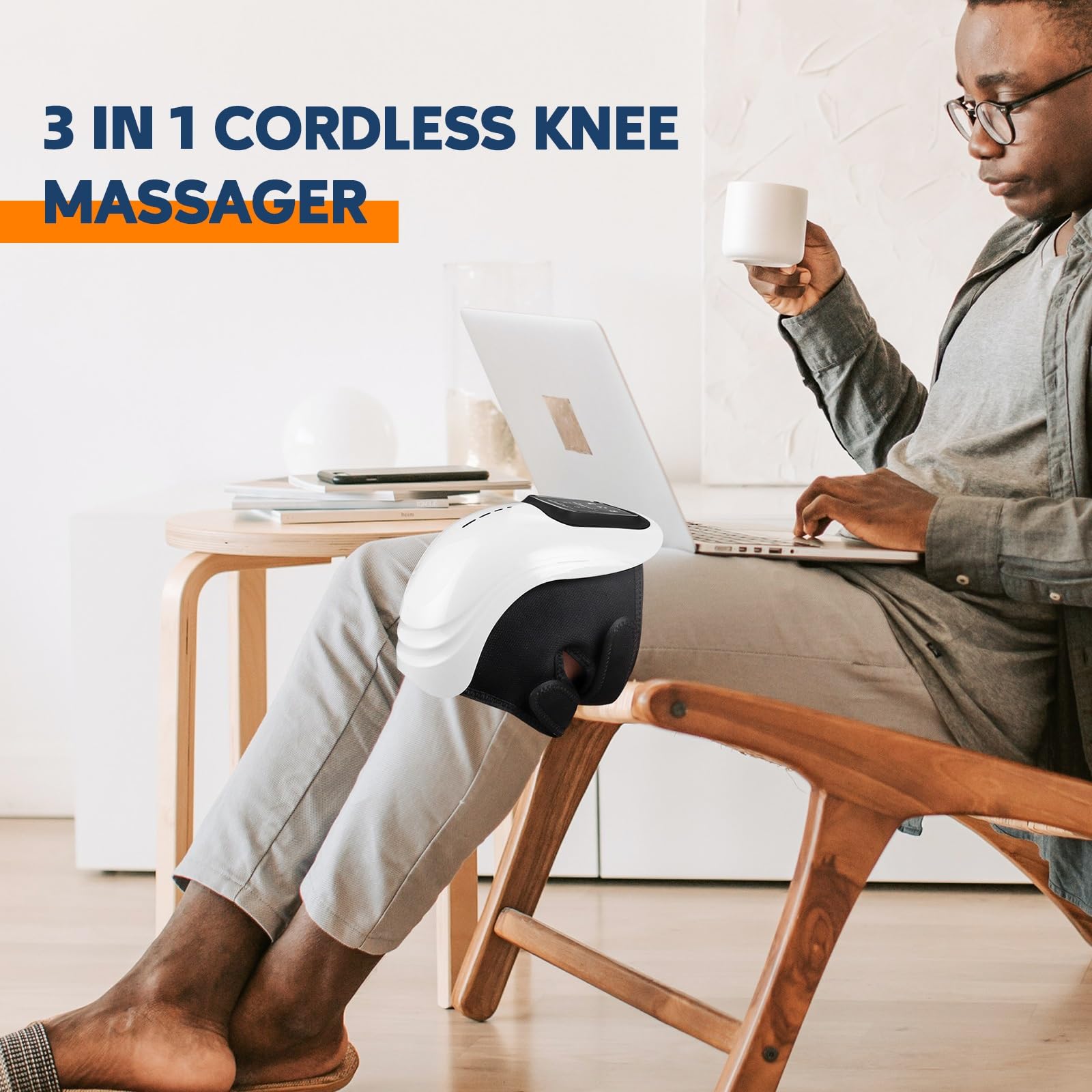 IeBilif Cordless Knee Massager with Large LED Screen, Heated and Vibration, Heated Knee Massager, Gift for Birthday, Gift for Hu
