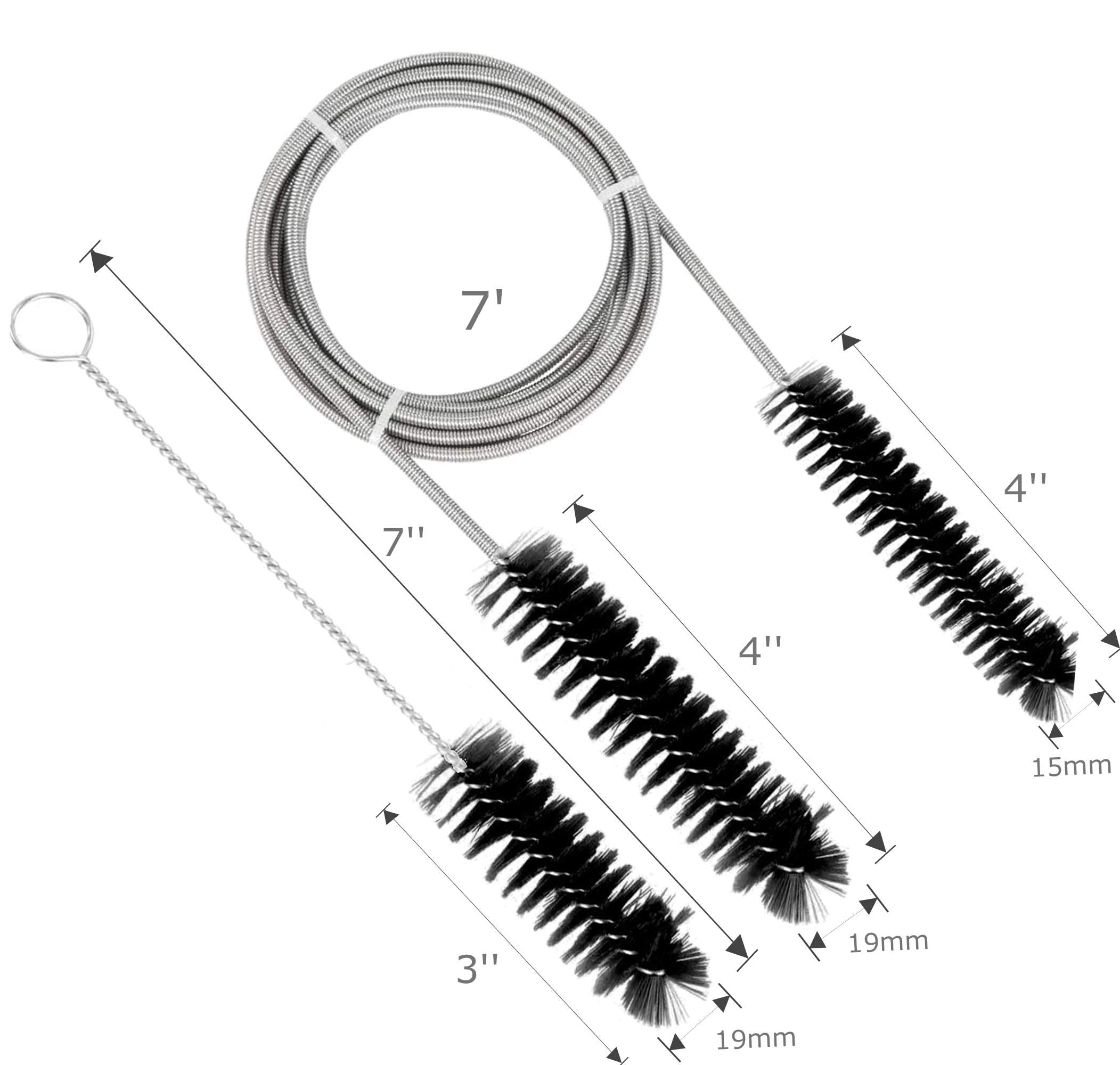 Brush Diameter 15mm 19mm -CPAP Tube Cleaning Brush-Suitable for Most CPAP Hose Type (Black)