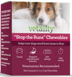 Vetality Stop The Runs | Dog Anti Diarrhea Medicine | 6 Count Chewable | Chicken Flavor