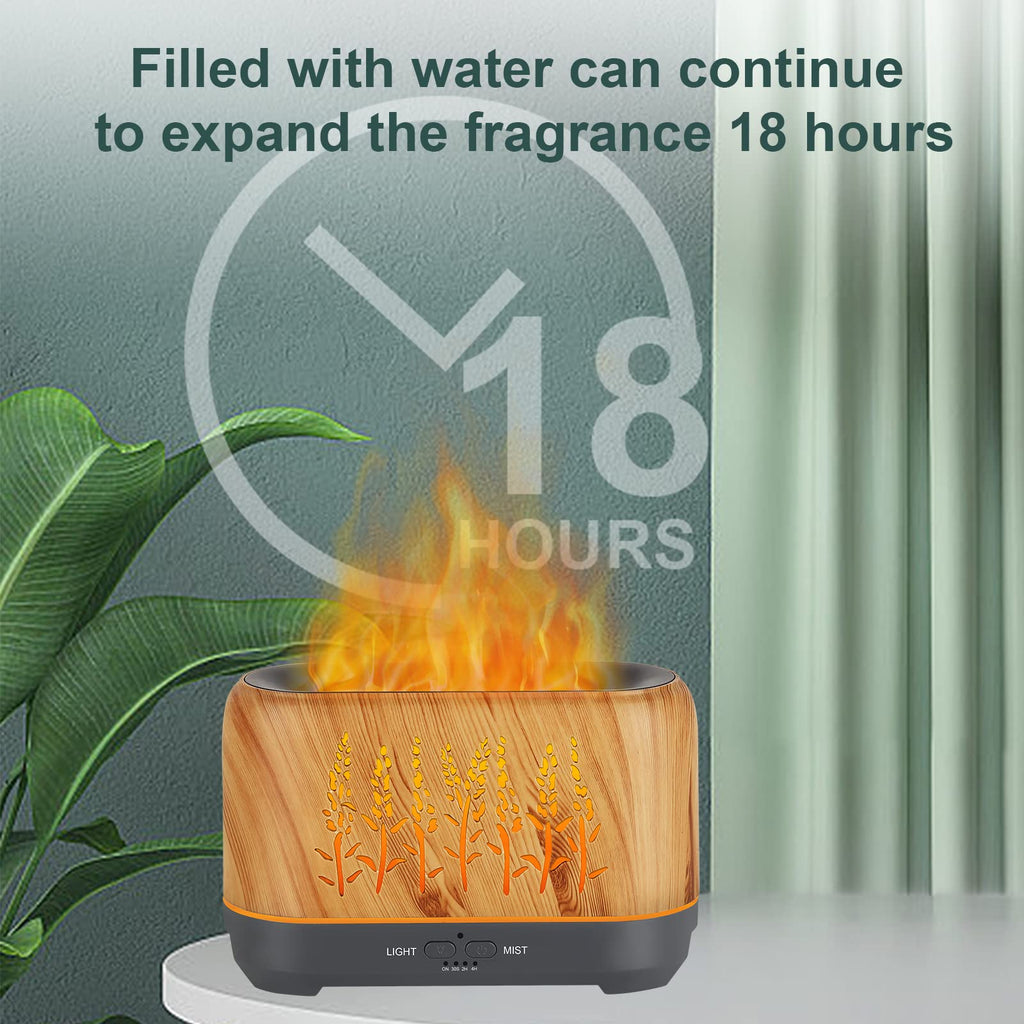 WJNB Diffusers for Home, Ultrasonic Flame Oil Diffuser, Aromatherapy Diffuser for Essential Oils Large Room, 4 Timer 2 Mist Cool