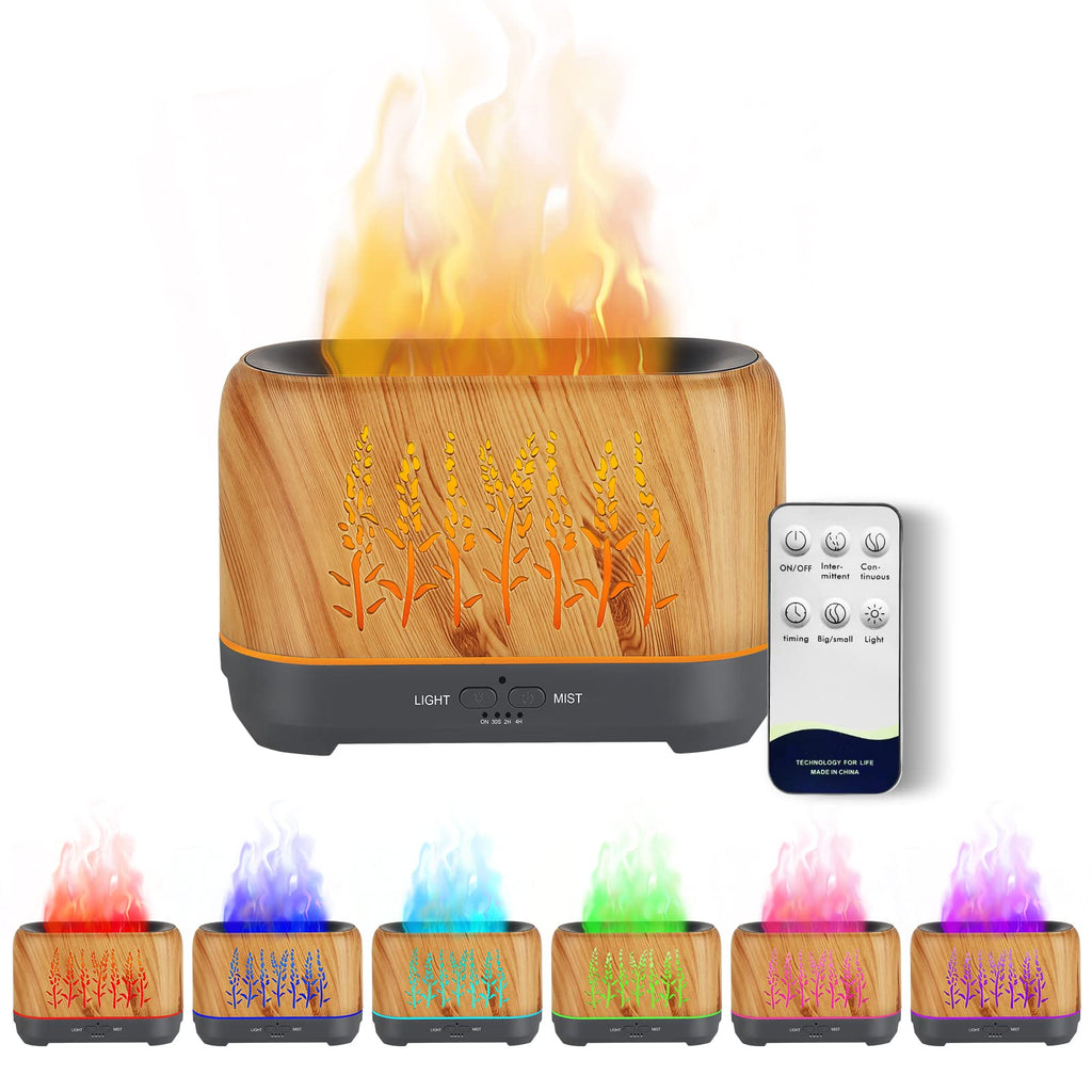 NEWYID Essential Oil Diffuser, Ultrasonic Flame Diffuser with 7 Colorful Light, 3 Mist Mode 4 Timer Up to 12H of Continuous Arom
