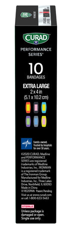 CURAD Performance Series IRONMAN Antibacterial Bandages, Extreme Hold Adhesive Technology, Extra Large Flexible Fabric Bandages