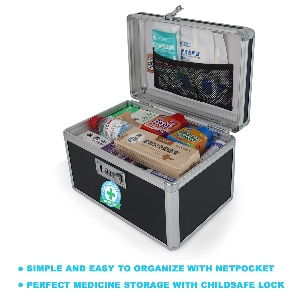 Medication Lock Box with Combination - Secure Medicine Organizer, Lockable Storage Box for Home & Outdoor