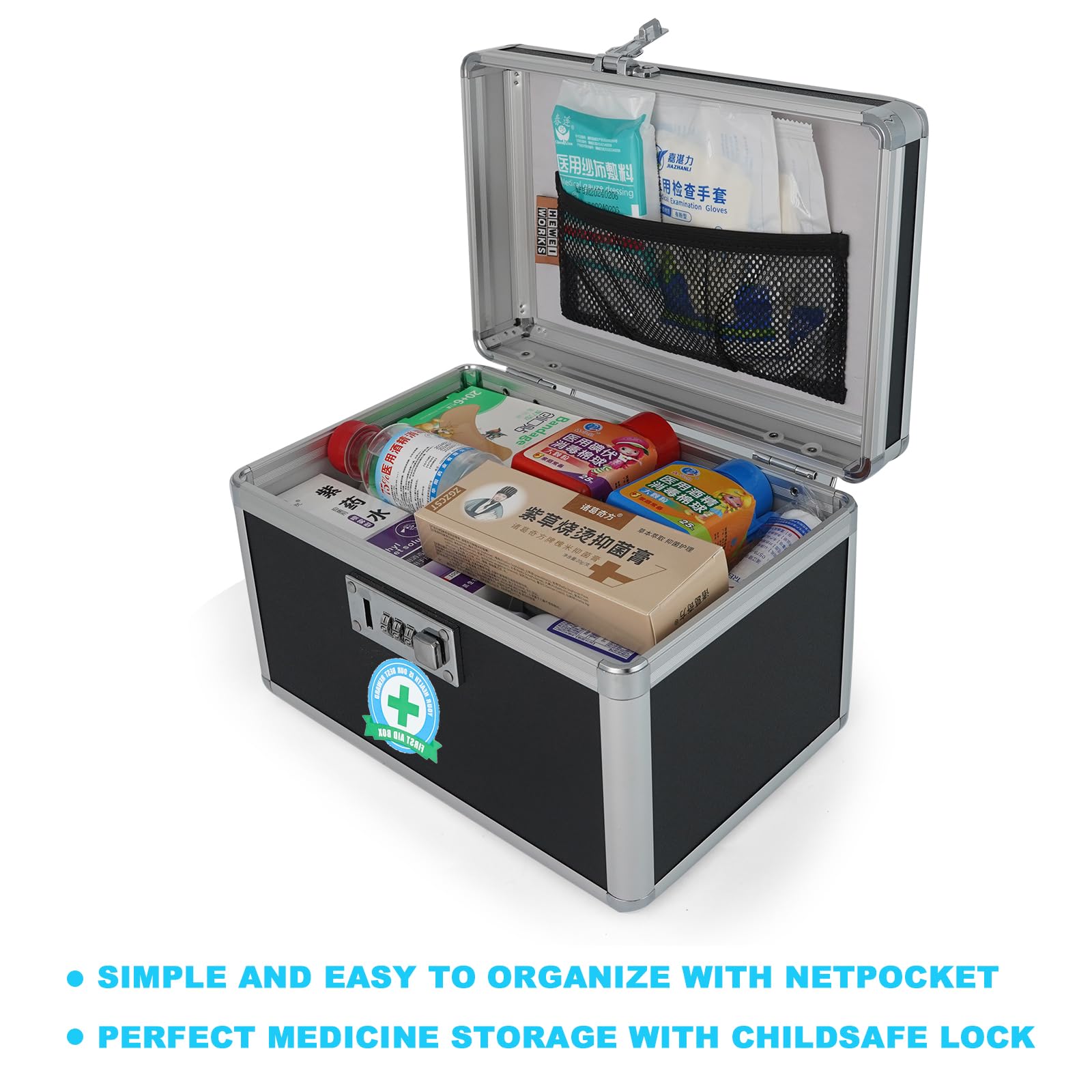 Medication Lock Box with Combination - Secure Medicine Organizer, Lockable Storage Box for Home & Outdoor