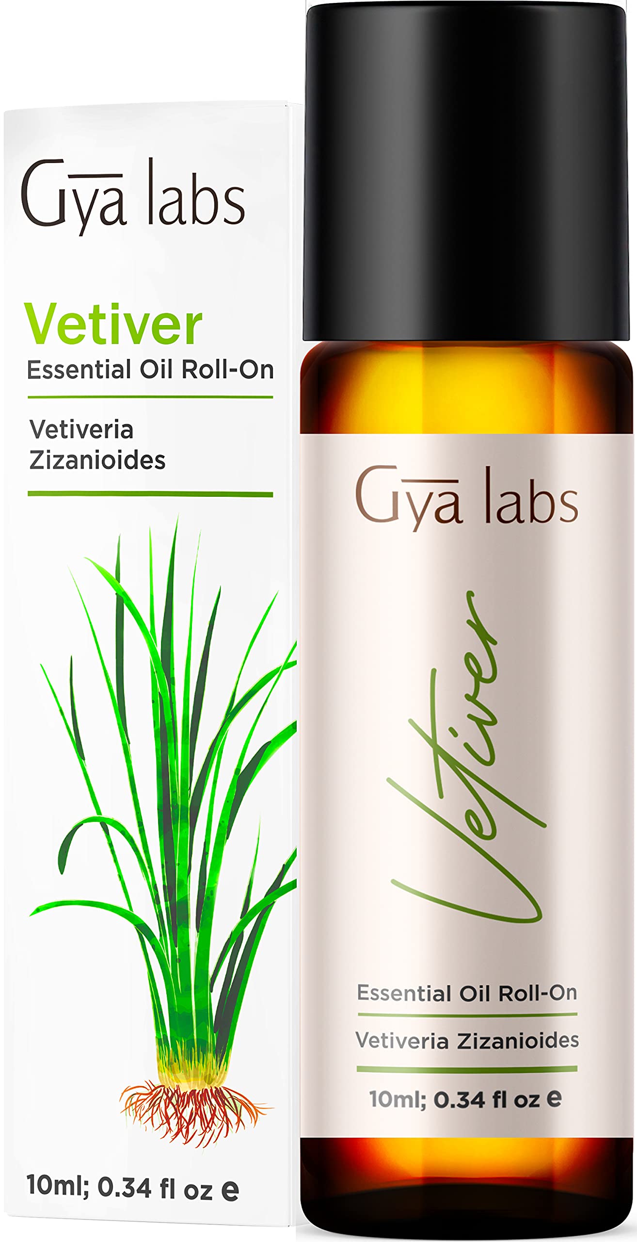 gya Labs Vetiver Essential Oil Roll-On (10ml) - Woodsy, Herbaceous Scent