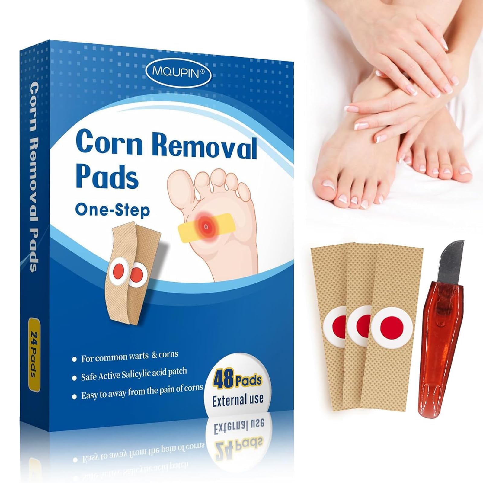 48 Count Corn Removal Pads for Feet and Toe, Corn Feet Remover for Ext ...