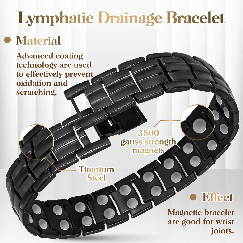 Mahnco Magnetic Bracelets for Men Ultra Titanium Steel Magnetic Bracelet with Double Row Magnets Mens Bracele Adjustable Length