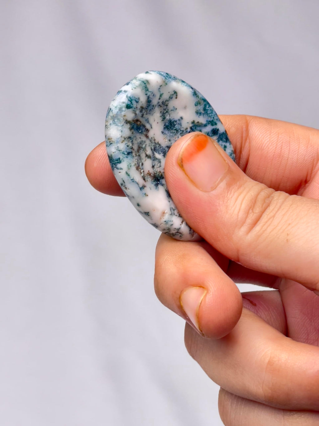 Tree Agate Worry Stone - Genuine Polished Palm & Thumb Stone for Inner Peace, Grounding, Heart Chakra & Travel Mindfulness Gift