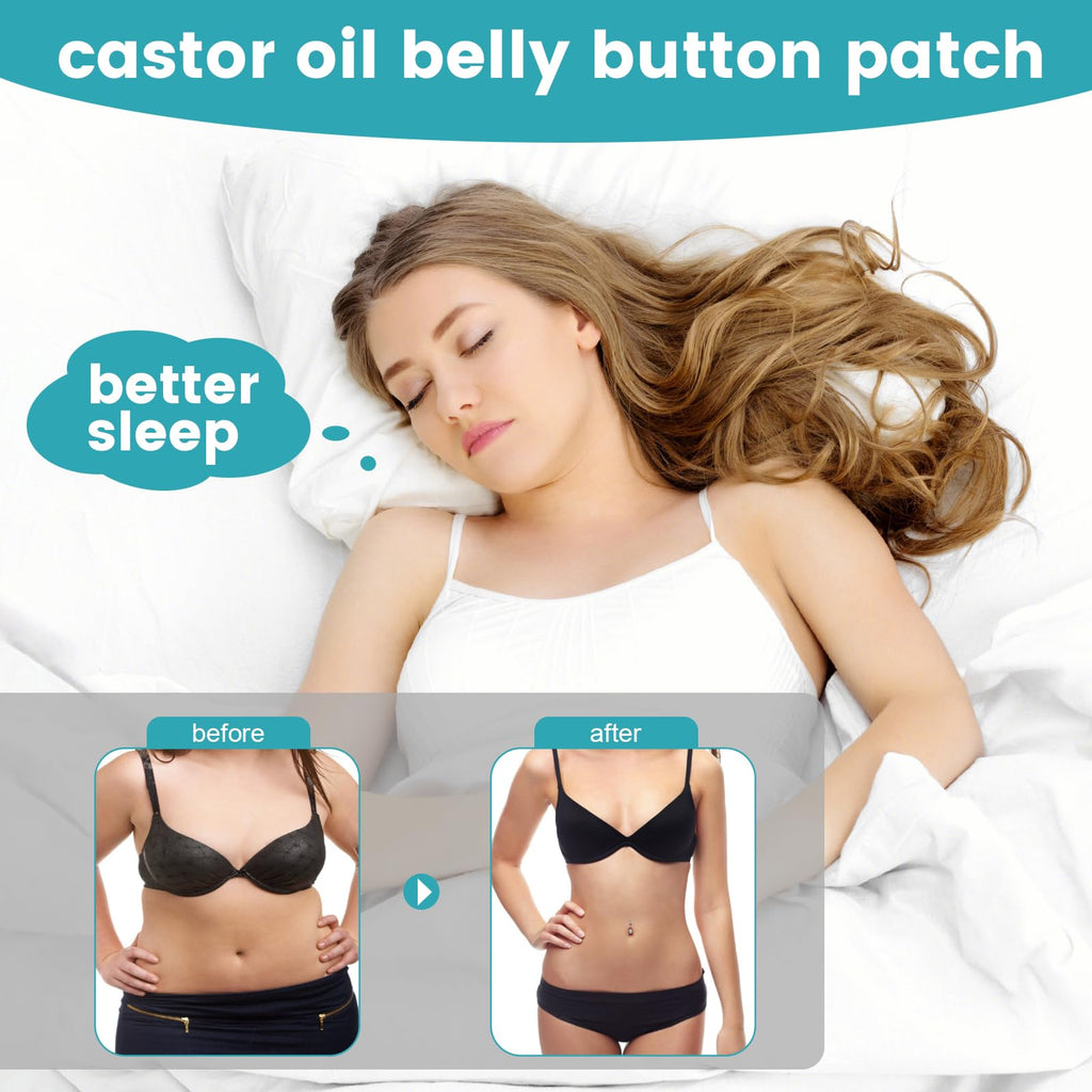 72Pcs Castor Oil Pack Wrap, Organic Cotton Castor Oil Patches for Belly Button, Disposable Self-Adhesive Pads, Portable Anti Lea