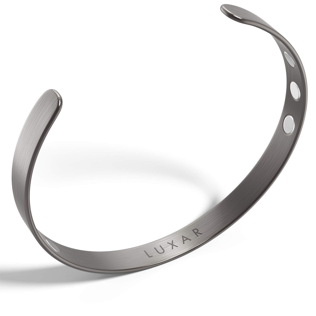 LUXAR Men's/Women's Magnetic Therapy Bracelet | Sophisticated Solid Titanium Bangle with Rare-Earth Neodymium Magnets (Titanium 