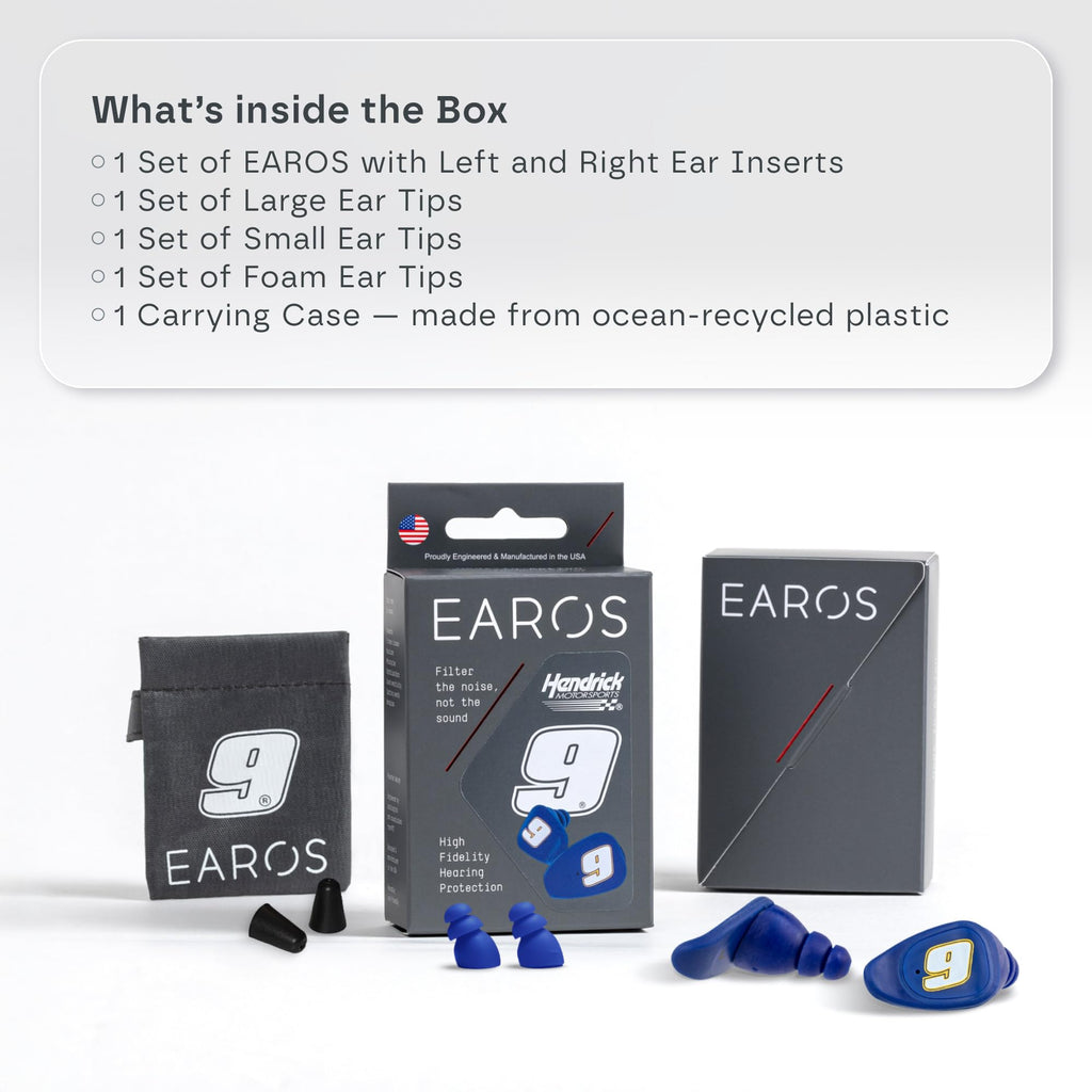 EAROS Hendrick Motorsports Car 9 High-Fidelity Ear Plugs - Durable Reusable Hearing Protection - Preserve Clear Sound While Prot