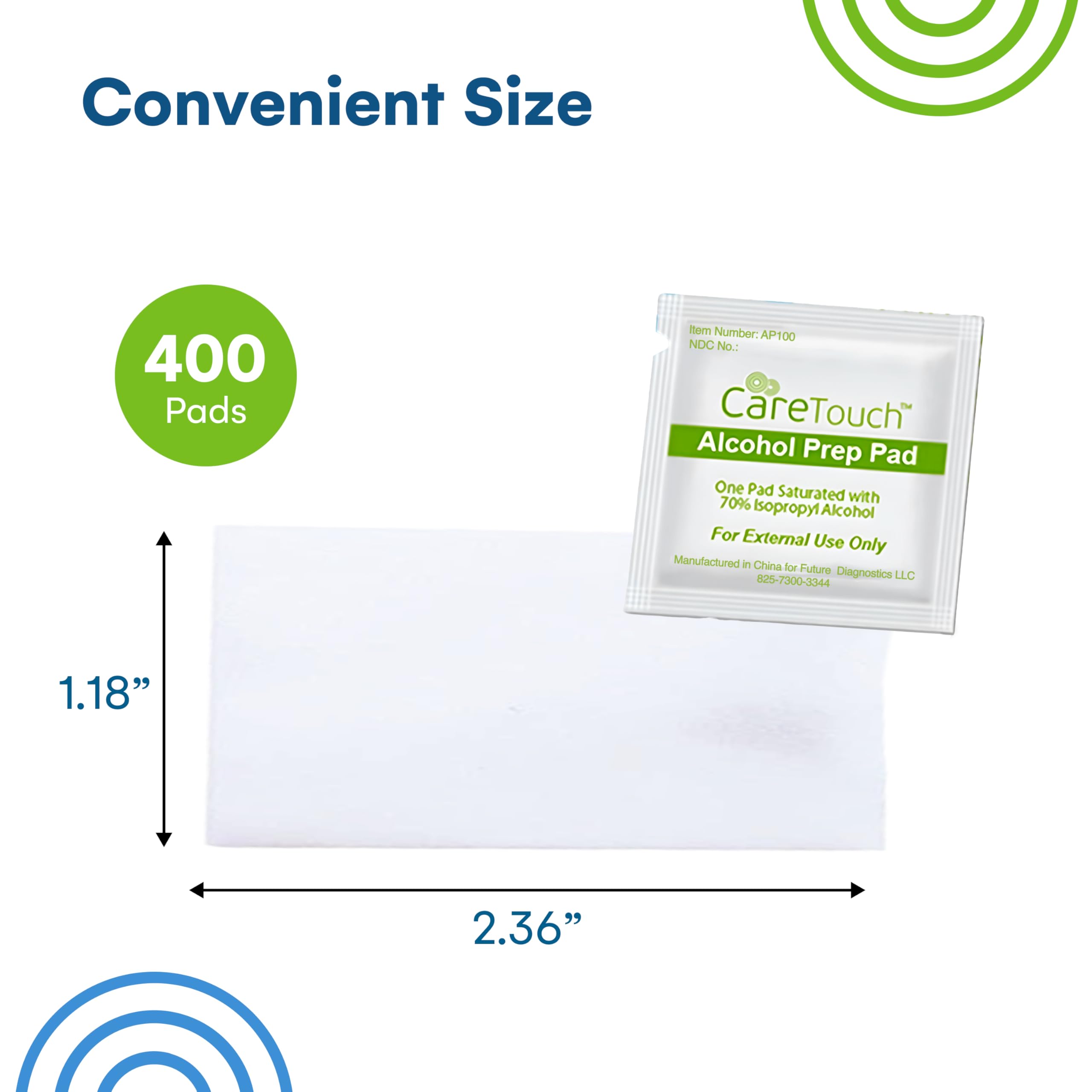 Care Touch Alcohol Wipes Individually Wrapped - Prep Pads with 70% Isopropyl Alcohol, Great for Home, Medical & First Aid Kits S