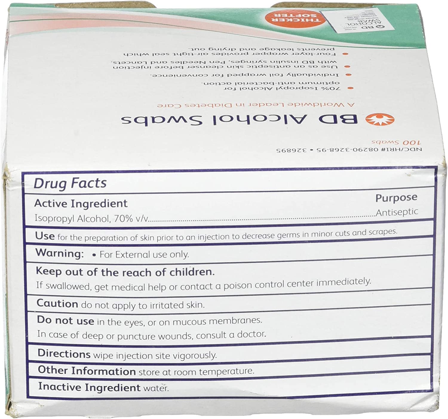 BD Alcohol Swabs 100 Each, White, 100 Count (Pack of 1)