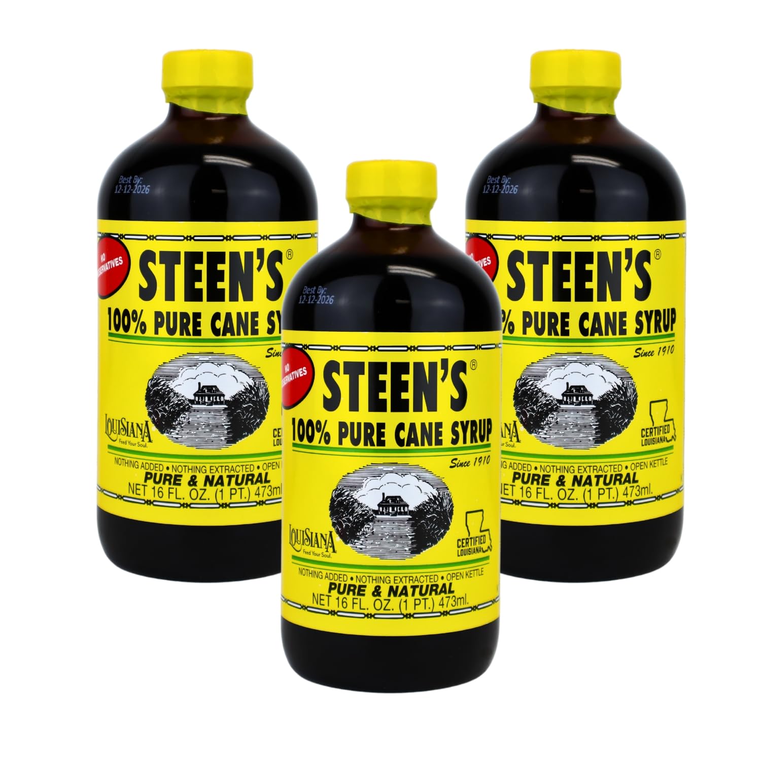 100% Pure Cane Syrup 16fl. Oz - No Additives - No Preservatives - Pure & Natural - Open Kettle - Louisianas Trusted Brand for O