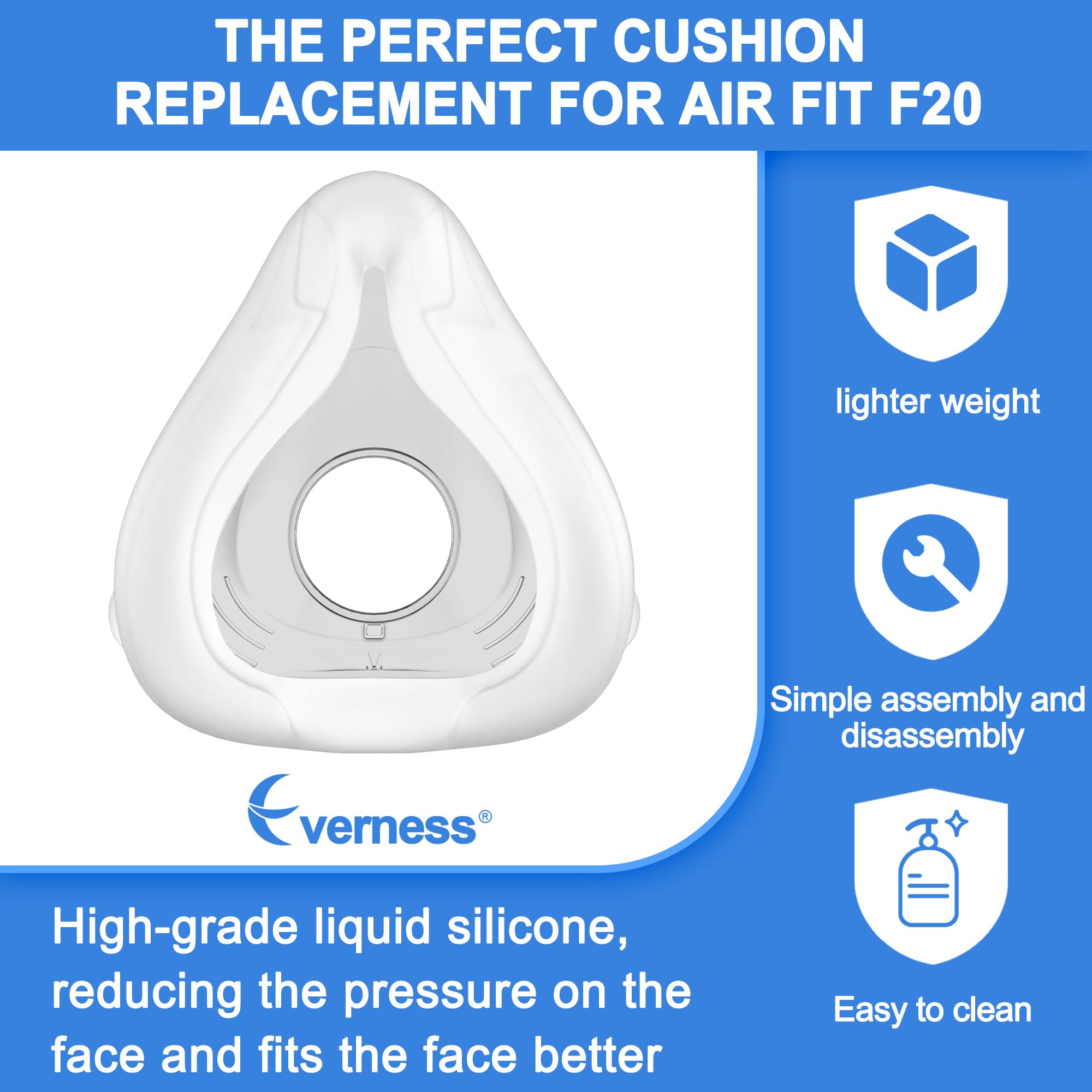 2 Packs Replacement Cushion (M) for F20, Reliable Seal & Softer Fit, Compatible with Original Frame, Great-Value & Durable Repla
