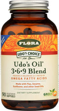 Flora Health Udos Oil 3-6-9 Blend, Balanced Omega Fatty Acids from Flax, Sesame, Sunflower 90 Vegetarian Capsules