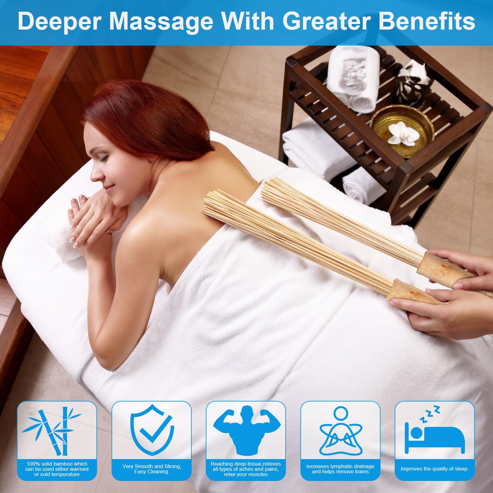 WYJTPONE 2PCS Bamboo Massage Sticks,Bamboo Therapy Massage Body Tool for Relax Muscles (2)
