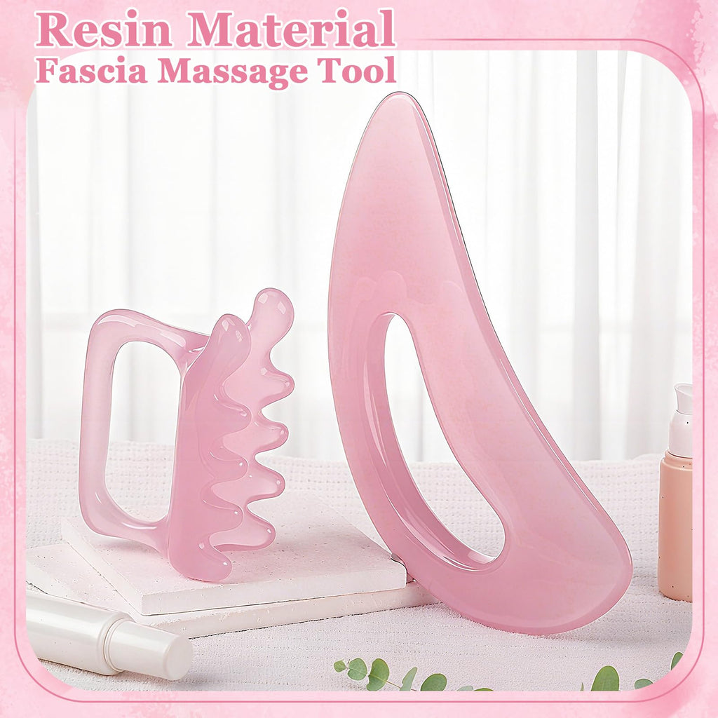 ProSuites 2Pack Fascia Massage Tool,Fascia Blaster for Cellulite Release Pink Resin Body Gua Sha Tool for Waist,Back,Legs,Face