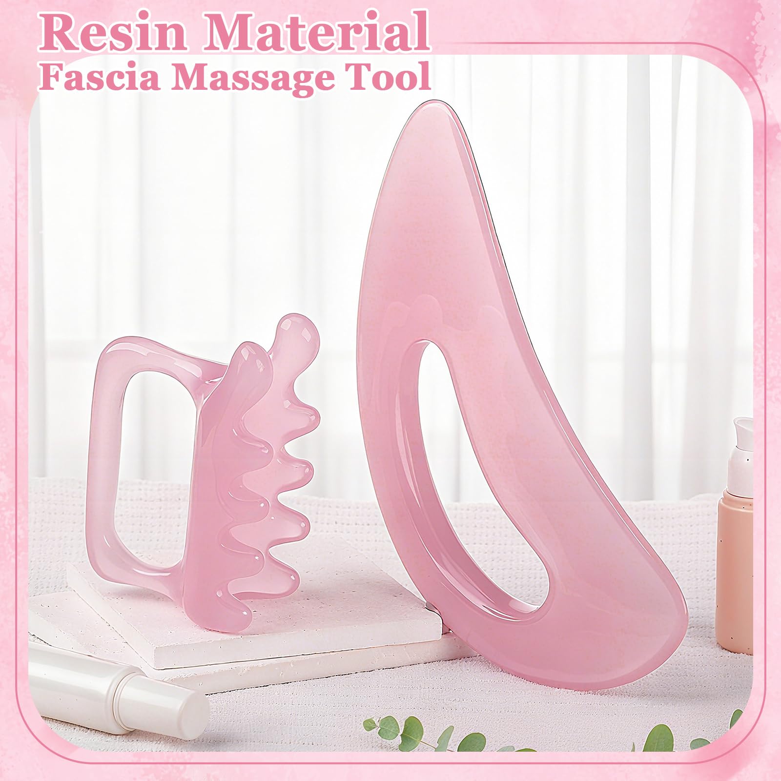 ProSuites 2Pack Fascia Massage Tool,Fascia Blaster for Cellulite Release Pink Resin Body Gua Sha Tool for Waist,Back,Legs,Face