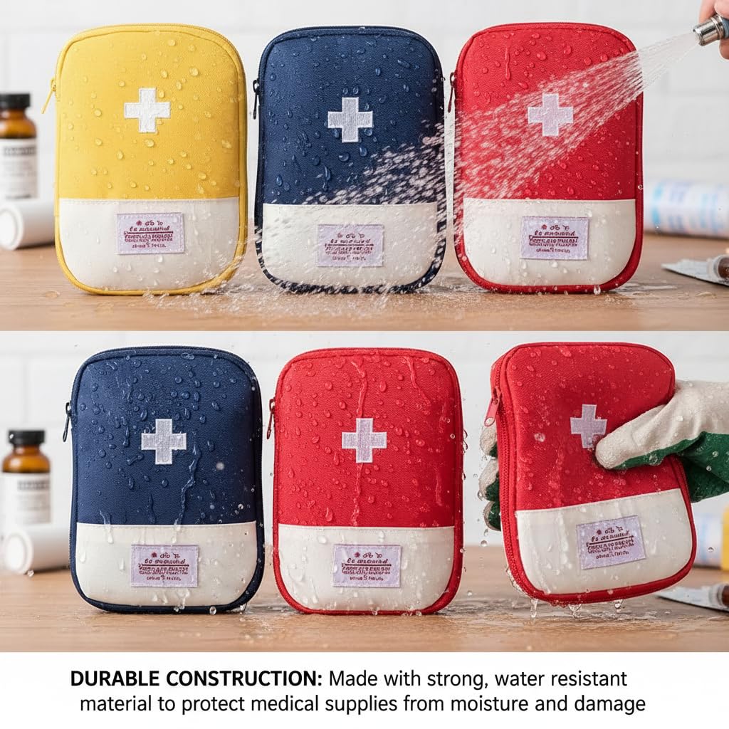 4 Pcs Travel First Aid Pouch,Empty Mini First Aid Pouch, Portable Outdoor First Aid Medical Rescue Bag Multi-Function Emergency