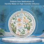Floral Flower Decorative Metal Medicine Vitamin Organizer - 3 Compartment Portable Pill Box for Pocket or Purse