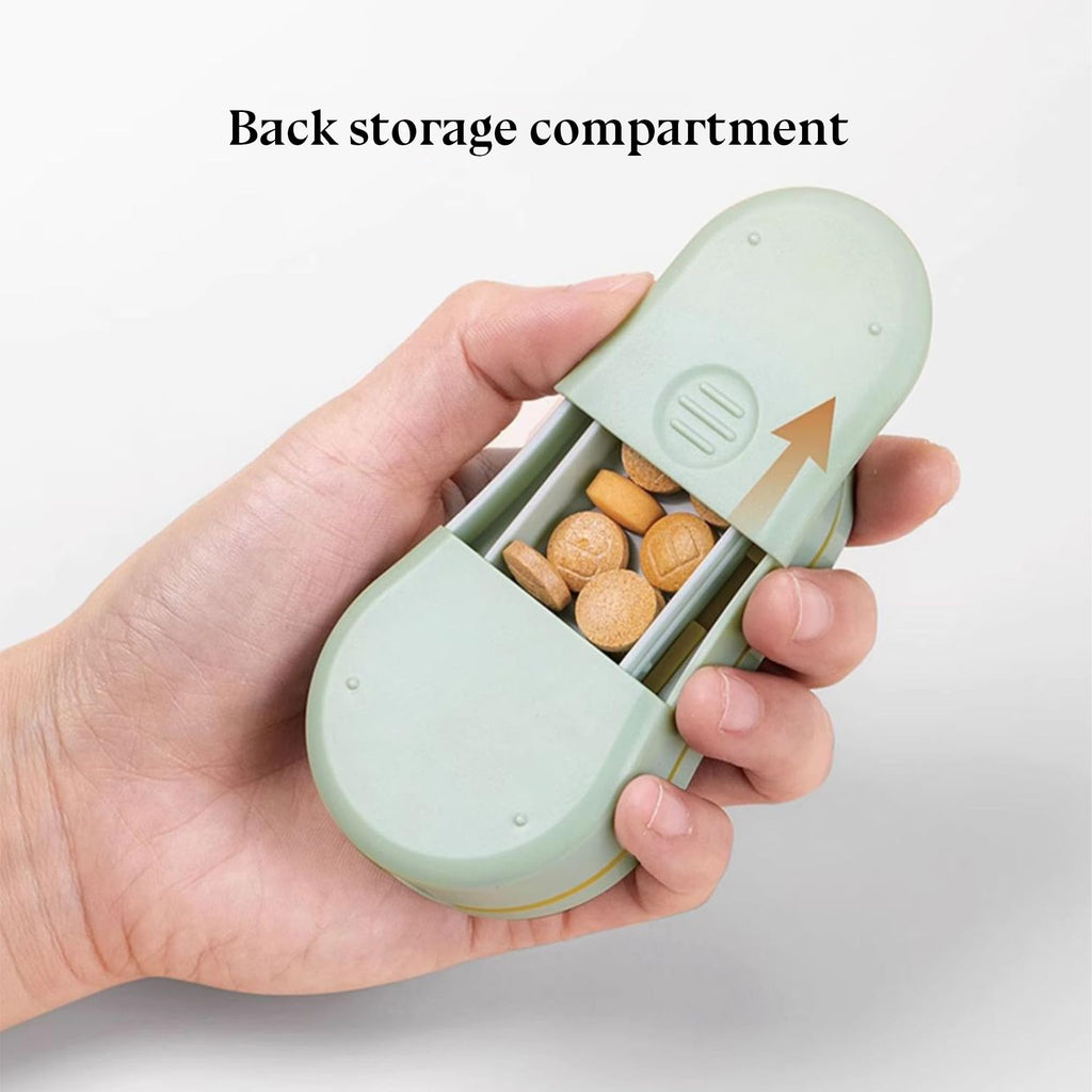 HyJeryty Light Green Precision Pill Cutter with Centering Guide - Safety Shield for Tiny & Small Pills, Vitamins, Tablets | Port