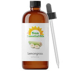 Sun Essential Oils - Lemongrass Essential Oil 4 oz with Dropper for Diffuser, Hair & Skincare, Aromatherapy Massage, Humidifier,