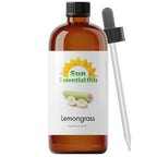 Sun Essential Oils - Lemongrass Essential Oil 4 oz with Dropper for Diffuser, Hair & Skincare, Aromatherapy Massage, Humidifier,