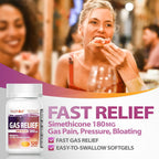 HealthA2Z Gas Relief Simethicone | 180 MG | Relieves from Stomach Discomfort and Gas | Anti Flatulence | Relieves Gas Fast (120