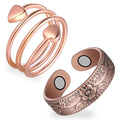 Feraco 2 Pcs Magnetic Copper Rings for Women,99.99% Pure Copper Thumb Ring for Women,Adjustable Fingers Ring with Jewelry Gift B