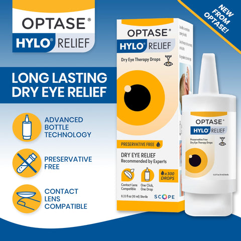 OPTASE HYLO Relief Dry Eye Drops - Fast-Acting Preservative Free Drops with Patented HYLO Delivery System - Artificial Tears for
