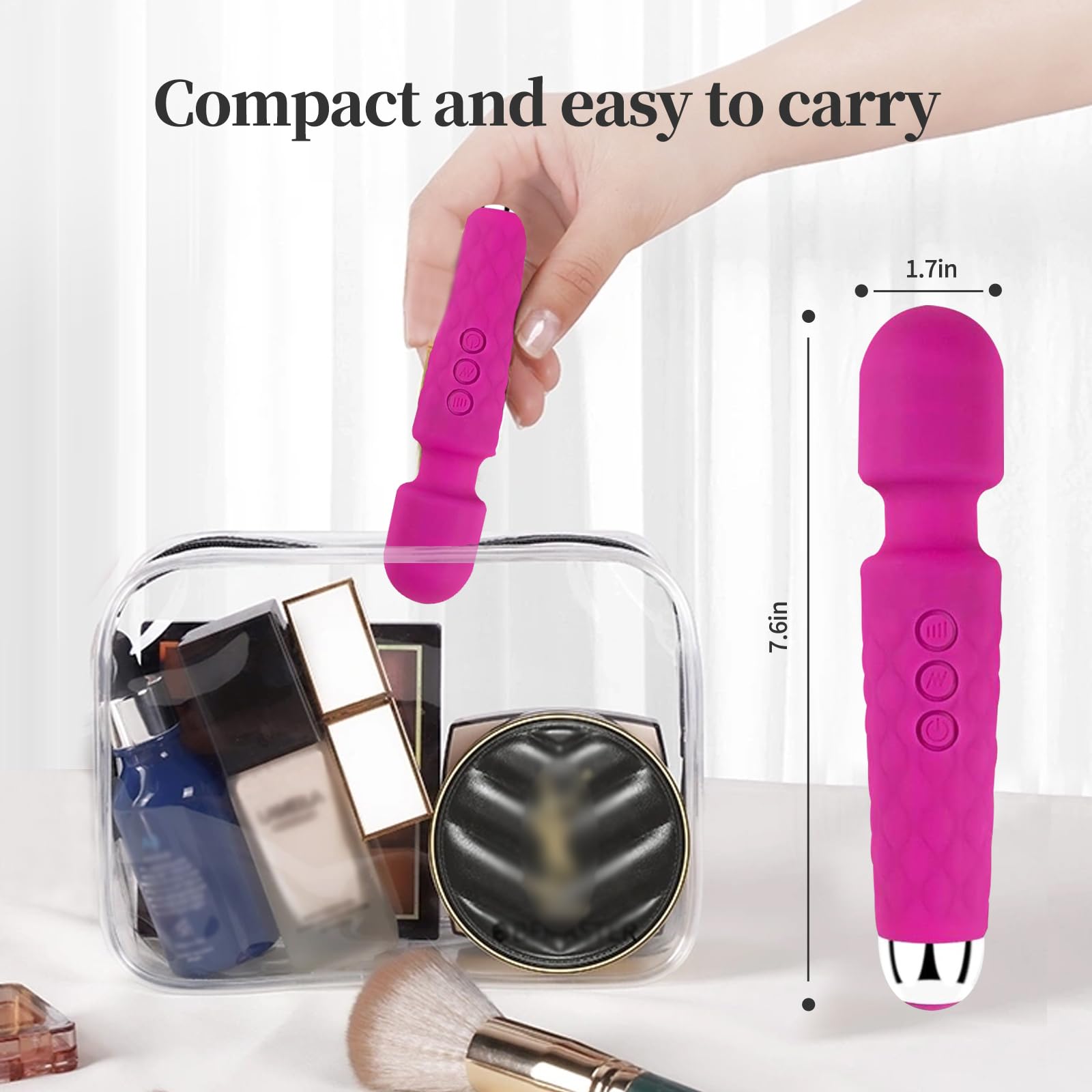 Vibrating Shoulder Muscle Massager, USB Rechargeable, Waterproof, 20 Speeds, 8 Vibration Modes, Mini, Travel Size (Pink)