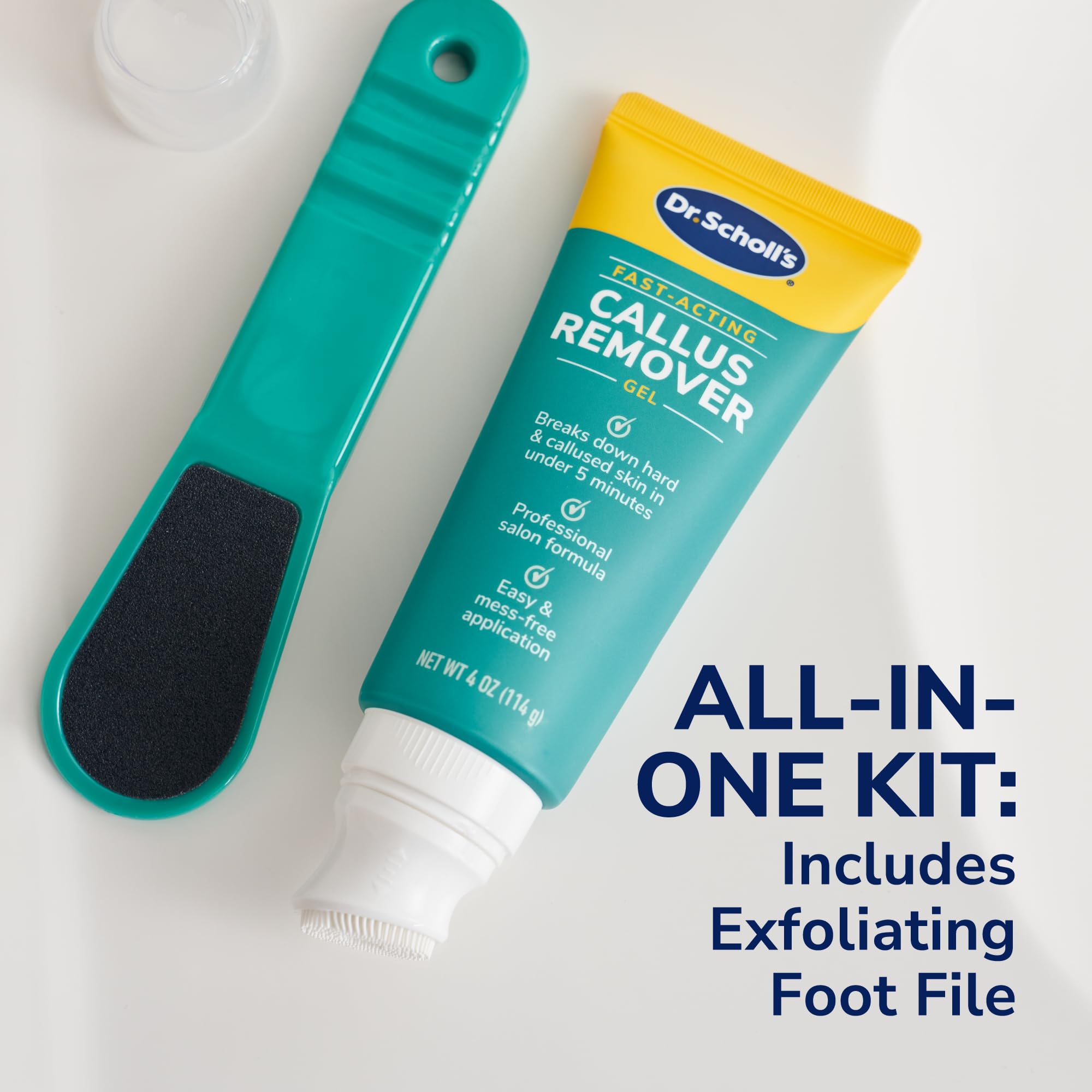 Dr. Scholl's Fast Acting Callus Remover Gel Kit, Hard Skin Removal, Smooth Soft Feet in Minutes, Salon Professional Formula, Mes