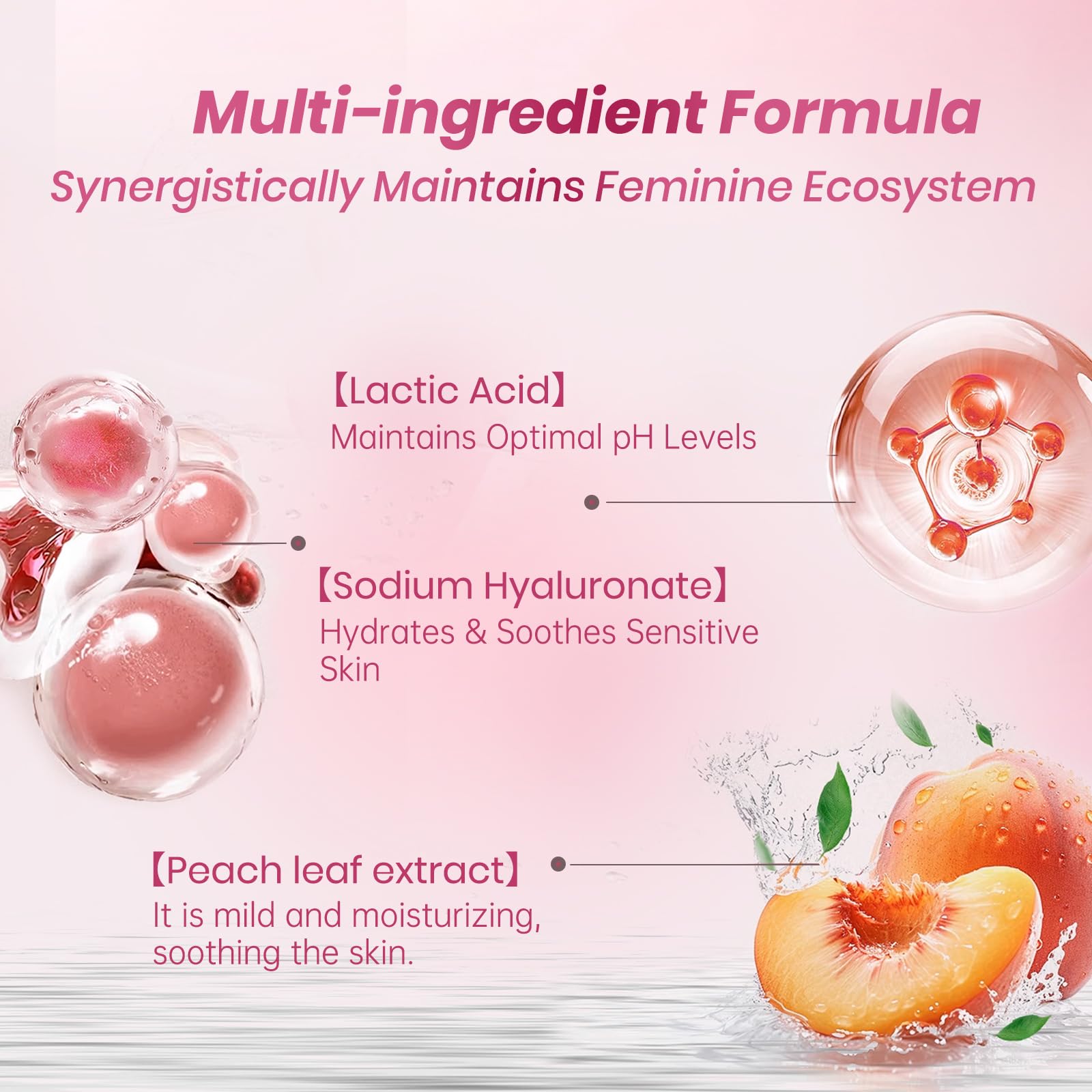 FuYanJie Peach Leaf Feminine Wash For intimate area Hygiene and Itchy, pH Balanced Body Wash with Lactic Acid For Sensitive Skin
